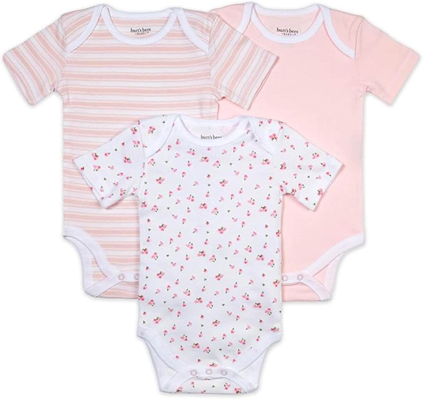 Unisex Short Sleeve Organic Cotton Bodysuits, 3-Pack