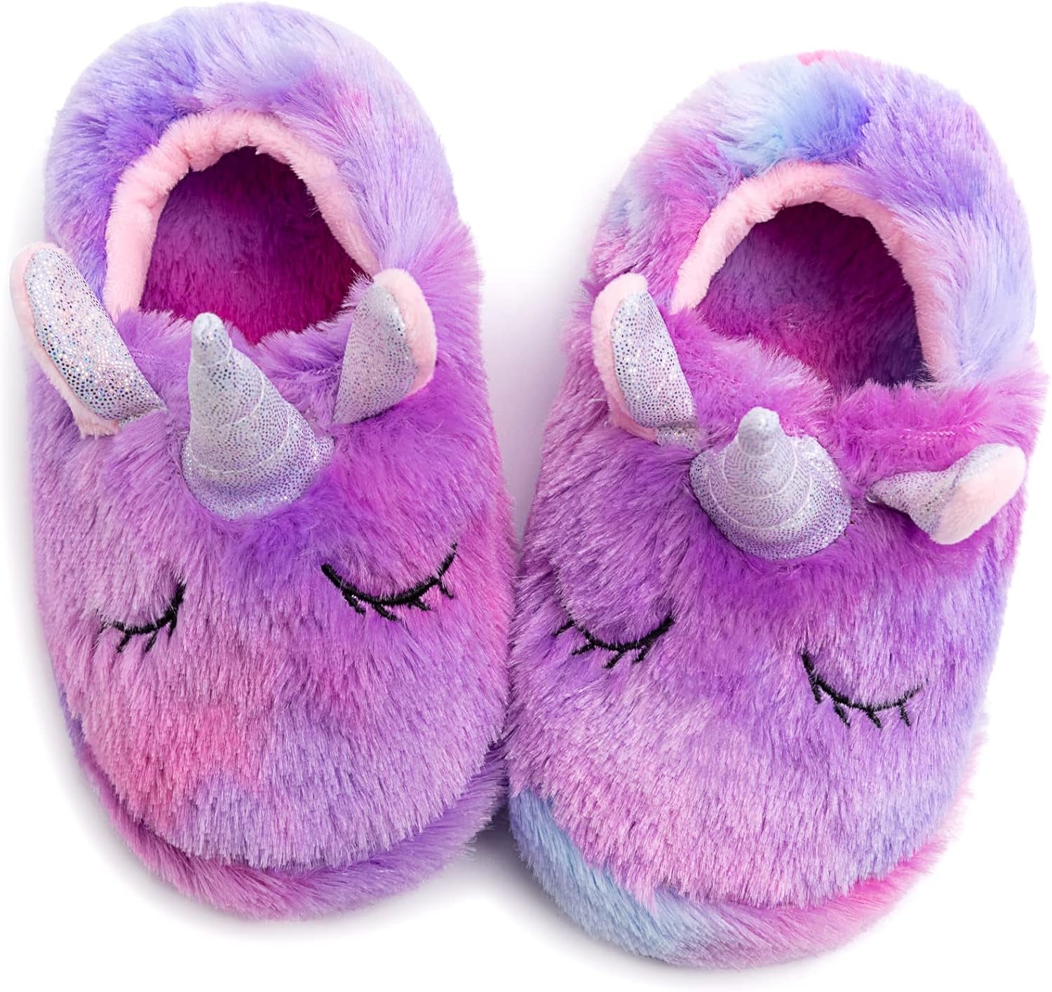 Girls Family Unicorn Slippers Cute Fluffy Anti-Slip Indoor Home Slippers Household Winter Warm Slippers