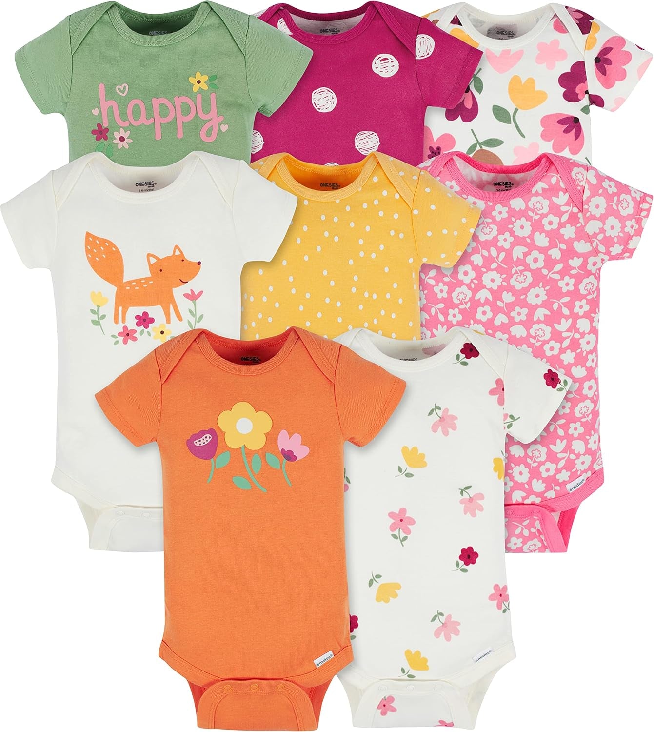 Baby-Girls 8-Pack Short Sleeve Mix & Match Bodysuits