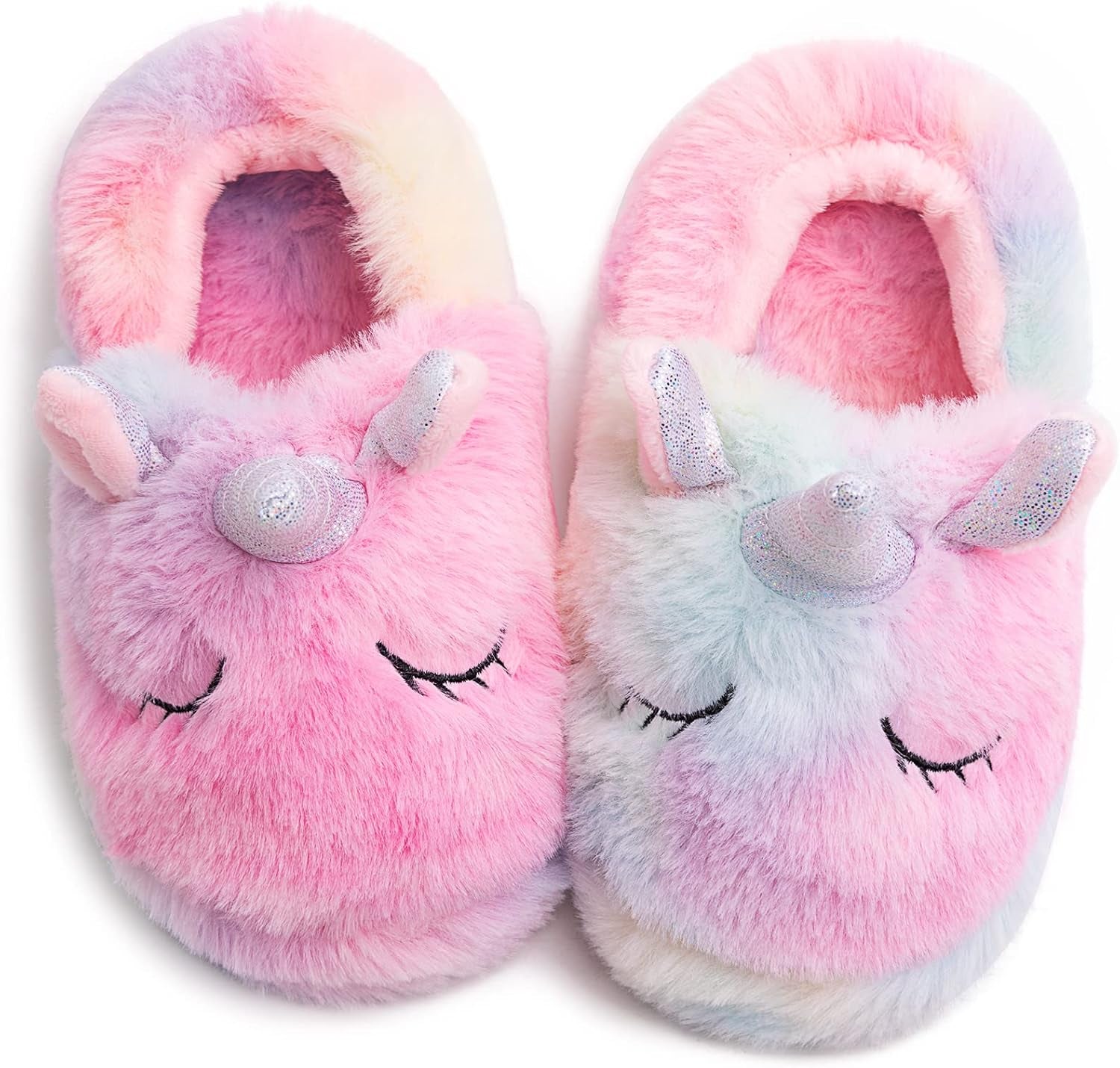 Girls Family Unicorn Slippers Cute Fluffy Anti-Slip Indoor Home Slippers Household Winter Warm Slippers