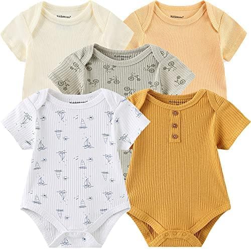 Newborn Baby Unisex Cotton One-Piece Bodysuits Baby Gift 5-Pack Baby Clothes