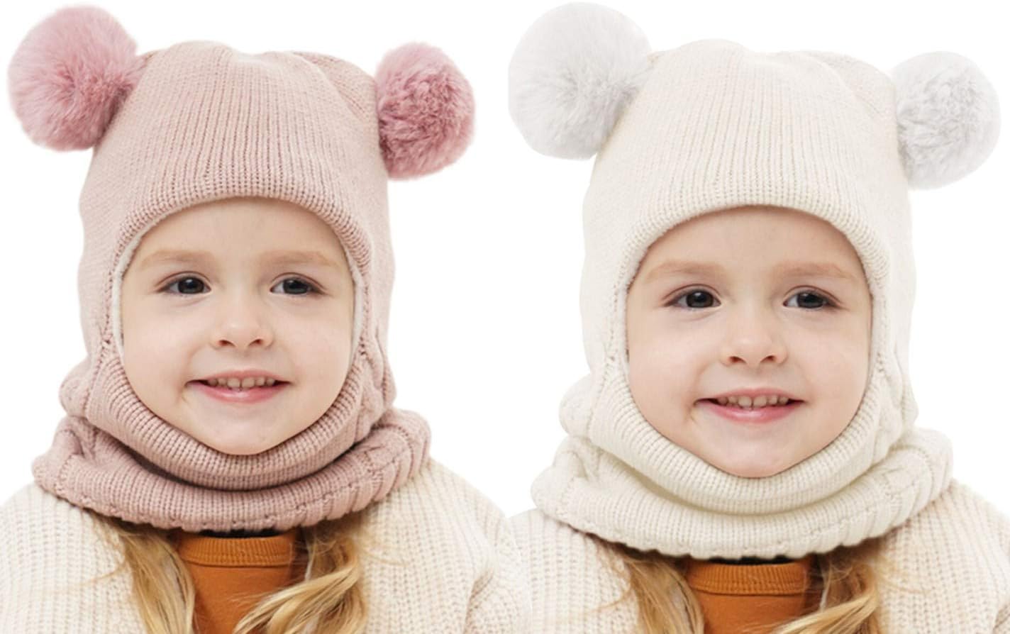 Baby Winter Hat Scarf Set, Unisex Infant Toddler Kids Hat Scarf
