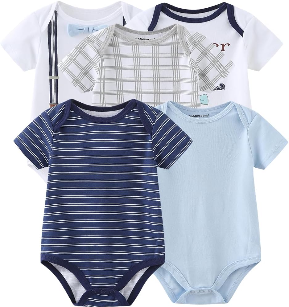 Newborn Baby Unisex Cotton One-Piece Bodysuits Baby Gift 5-Pack Baby Clothes
