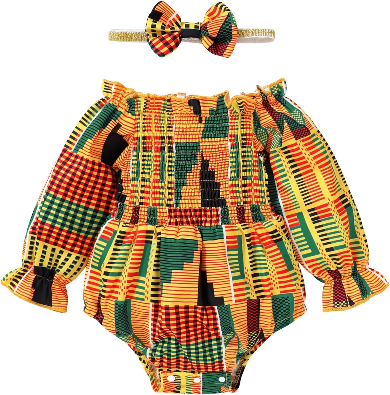 African Baby Clothes Girl Dashiki Ankara Outfit Set