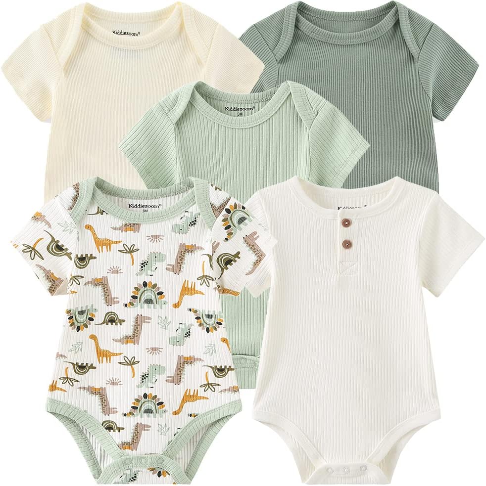 Newborn Baby Unisex Cotton One-Piece Bodysuits Baby Gift 5-Pack Baby Clothes