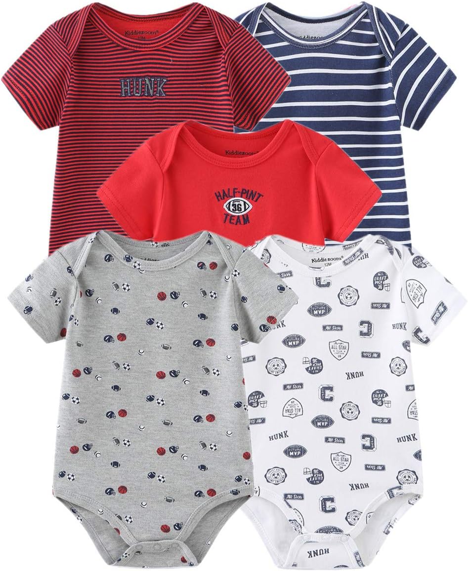 Newborn Baby Unisex Cotton One-Piece Bodysuits Baby Gift 5-Pack Baby Clothes