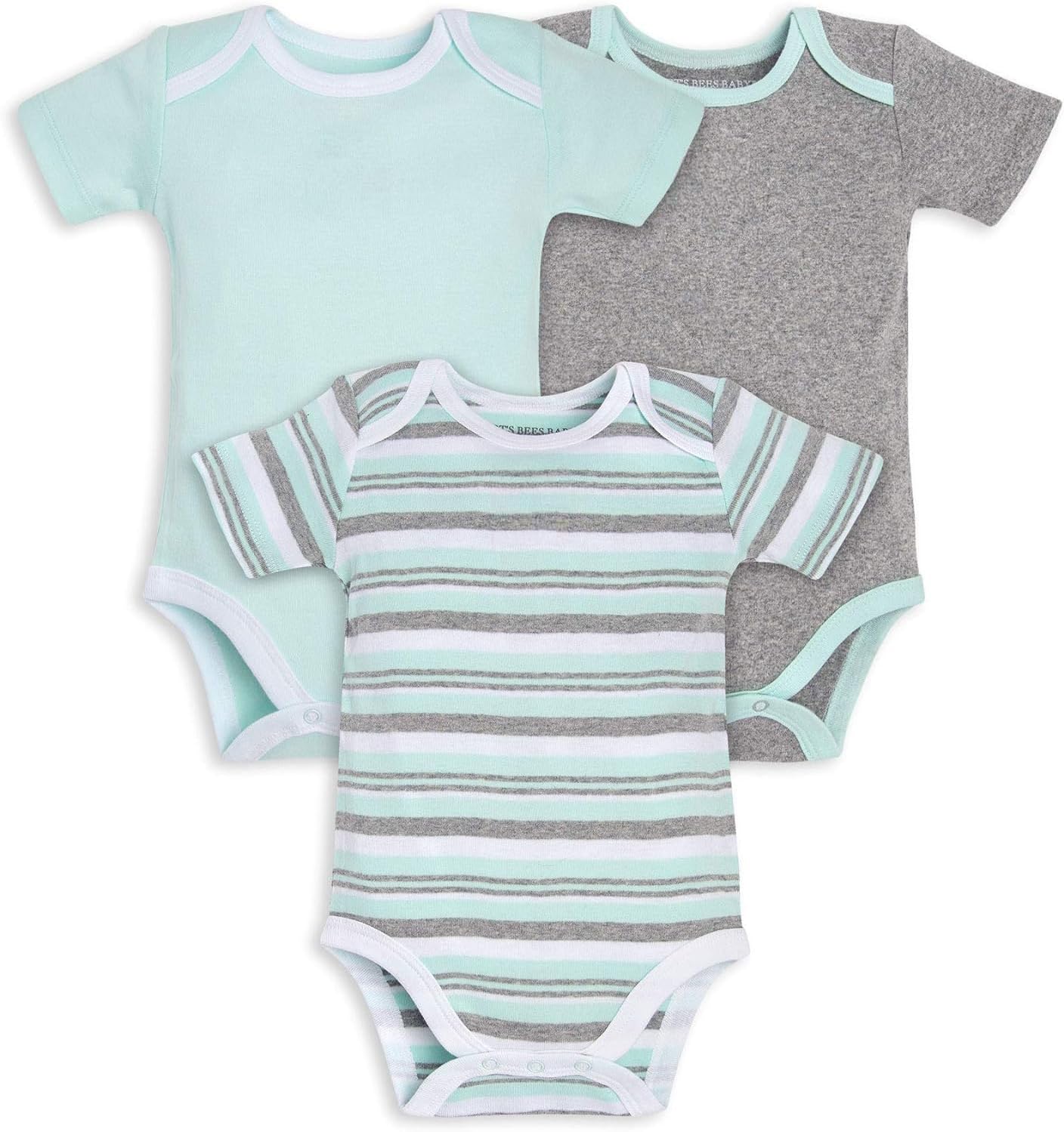 Unisex Short Sleeve Organic Cotton Bodysuits, 3-Pack