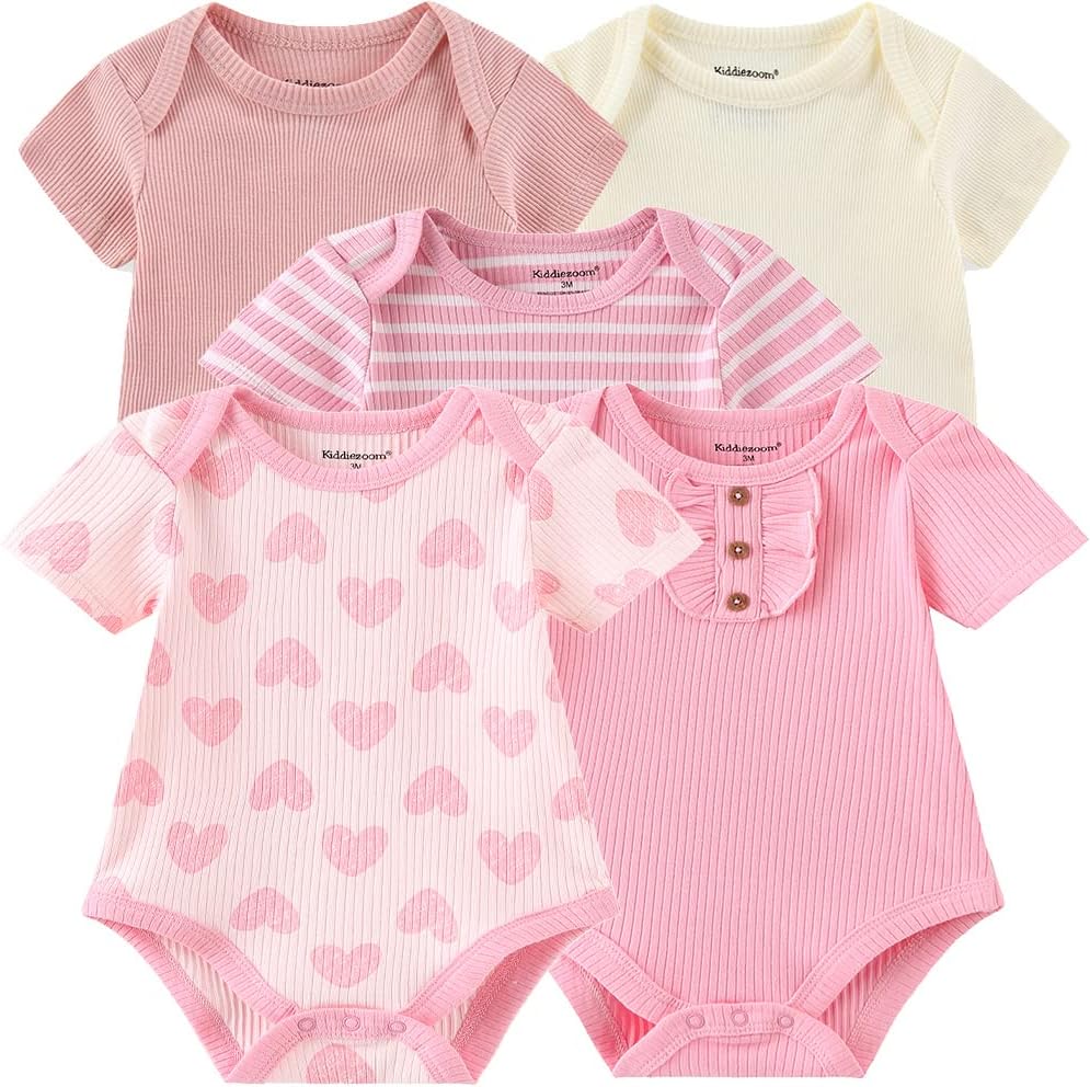 Newborn Baby Unisex Cotton One-Piece Bodysuits Baby Gift 5-Pack Baby Clothes