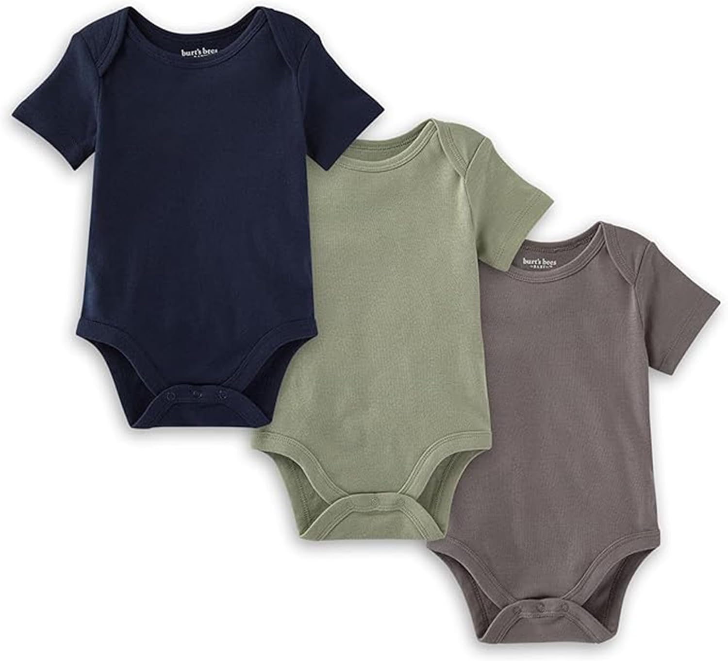 Unisex Short Sleeve Organic Cotton Bodysuits, 3-Pack