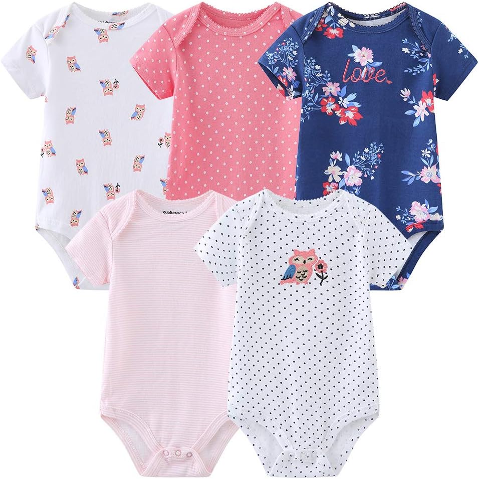 Newborn Baby Unisex Cotton One-Piece Bodysuits Baby Gift 5-Pack Baby Clothes