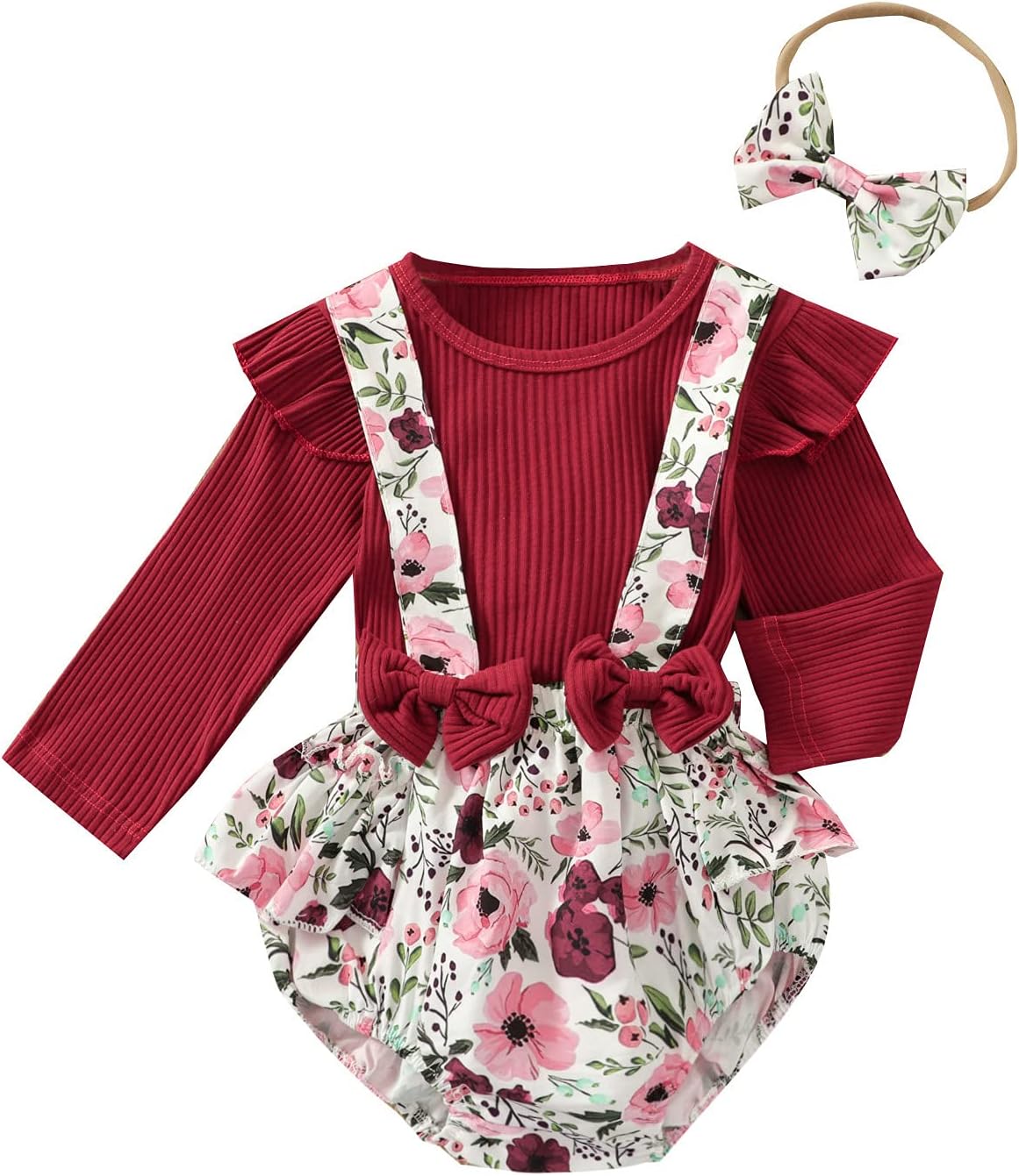 Infant Baby Girl Bodysuits Romper Lace Sweater Onesie Shorts Ruffle Long Sleeve Newborn Fall Winter Clothes