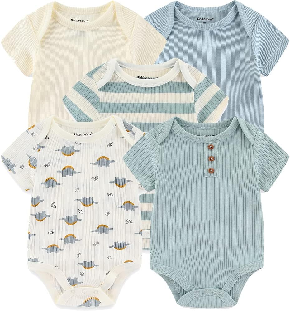 Newborn Baby Unisex Cotton One-Piece Bodysuits Baby Gift 5-Pack Baby Clothes