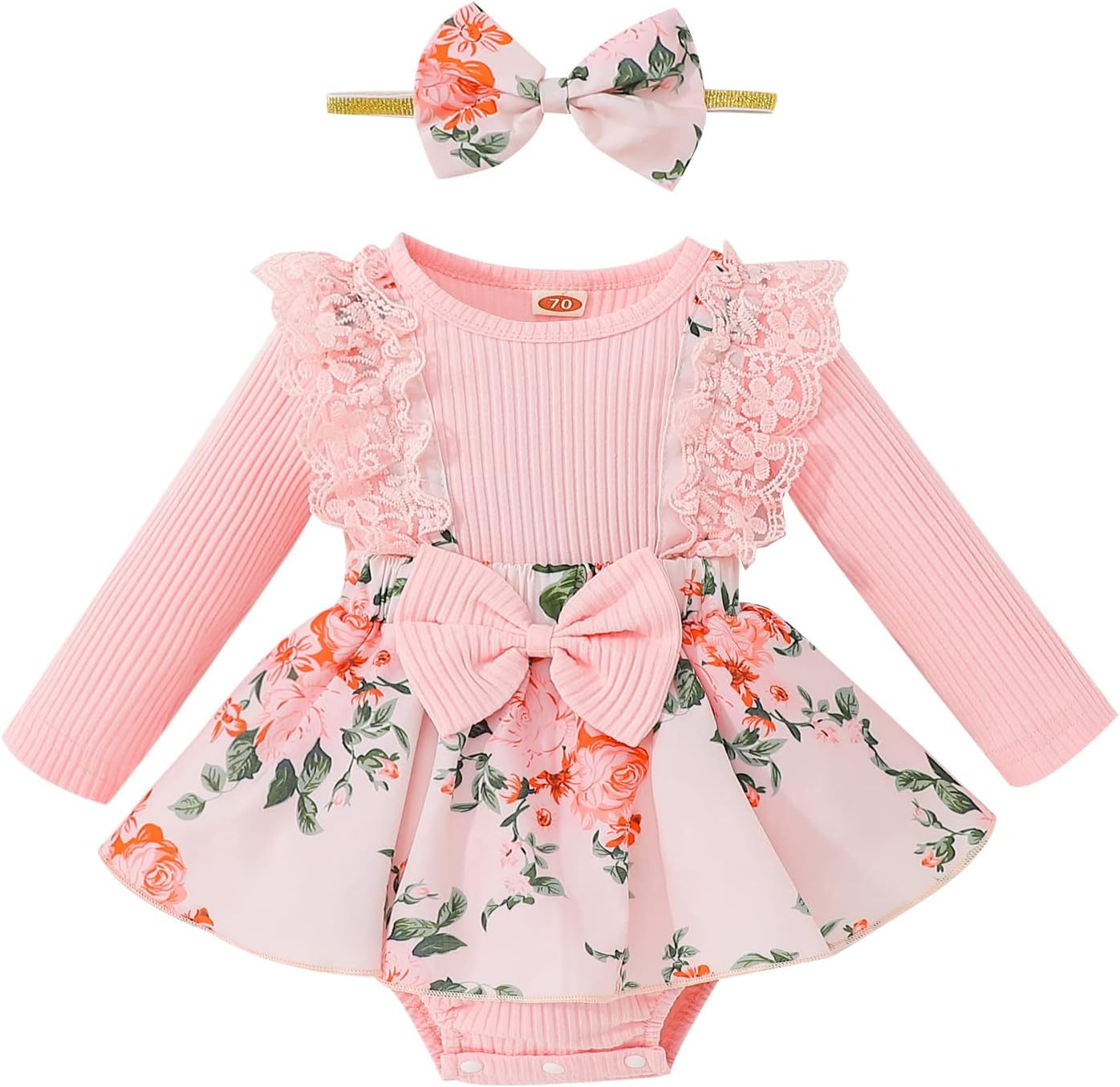 Infant Baby Girl Bodysuits Romper Lace Sweater Onesie Shorts Ruffle Long Sleeve Newborn Fall Winter Clothes