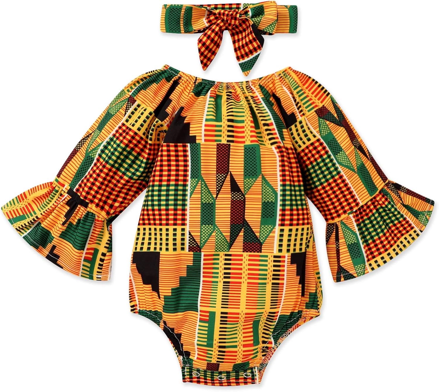 African Baby Clothes Girl Dashiki Ankara Outfit Set