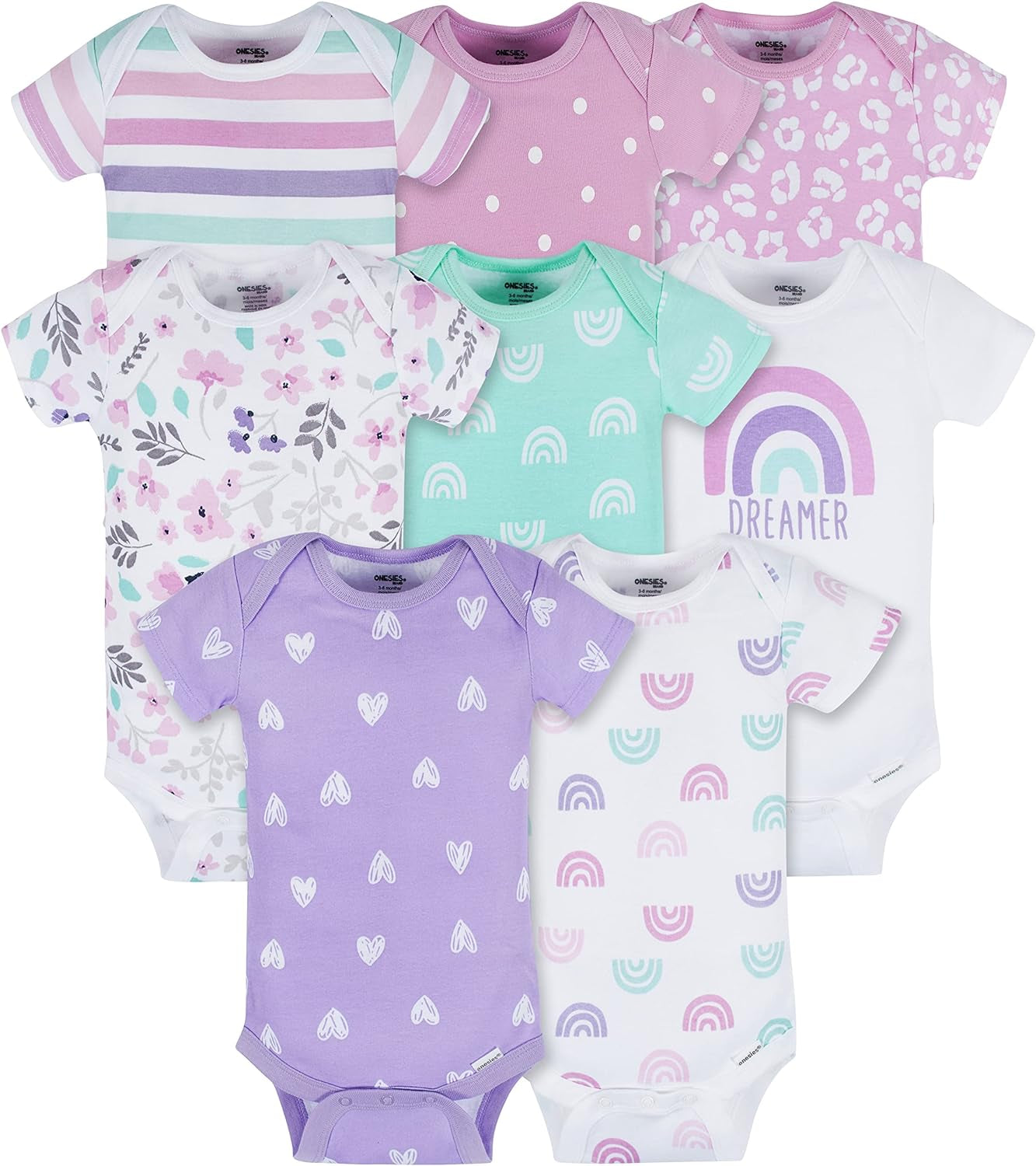 Baby-Girls 8-Pack Short Sleeve Mix & Match Bodysuits